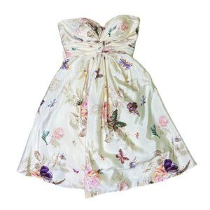 BHLDN Hithero Strapless Sweetheart Dress A-Line Butterfly Print Size 2 Women's